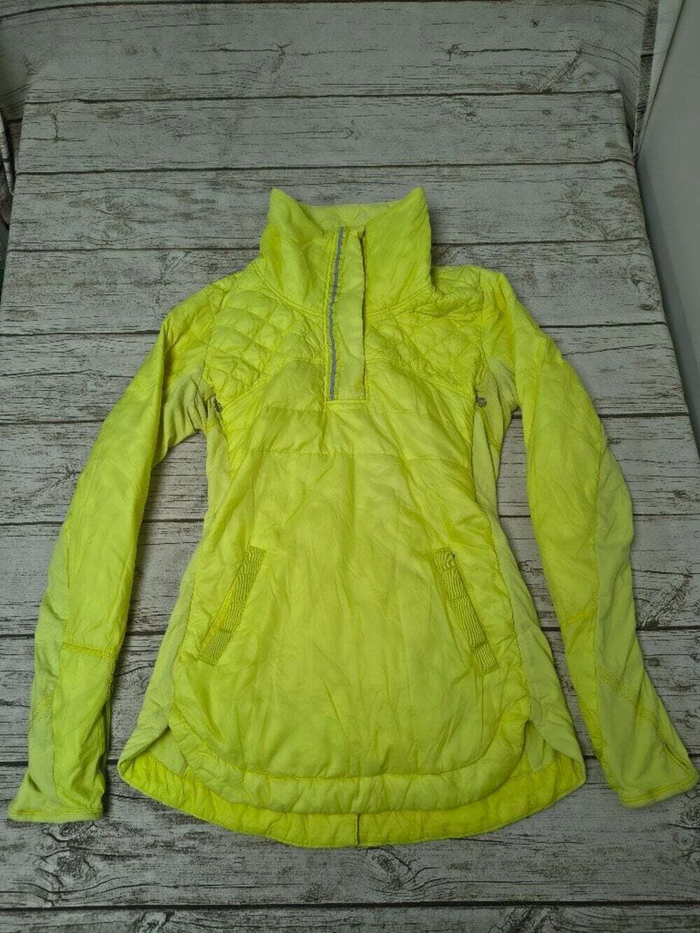 Lululemon Neon Yellow Insulated Half Zip Pullover Jacket Women’s